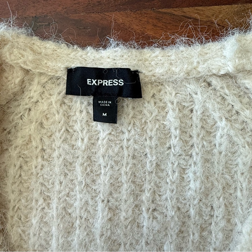 Express fuzzy sweater :: faux crossover :: like new - Picture 3 of 11